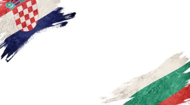 Beyaz Arkaplanda Hırvatistan ve Bulgaristan Bayrakları